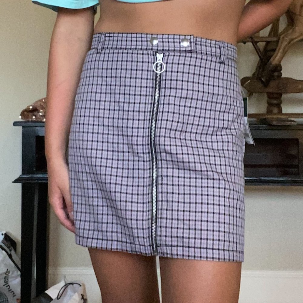 Purple and Black Plaid Skirt